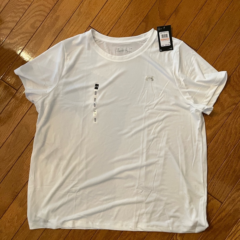 NWT Women’s Under Armour Tech T Shirt short sleeve Crew Neck White 2X UA